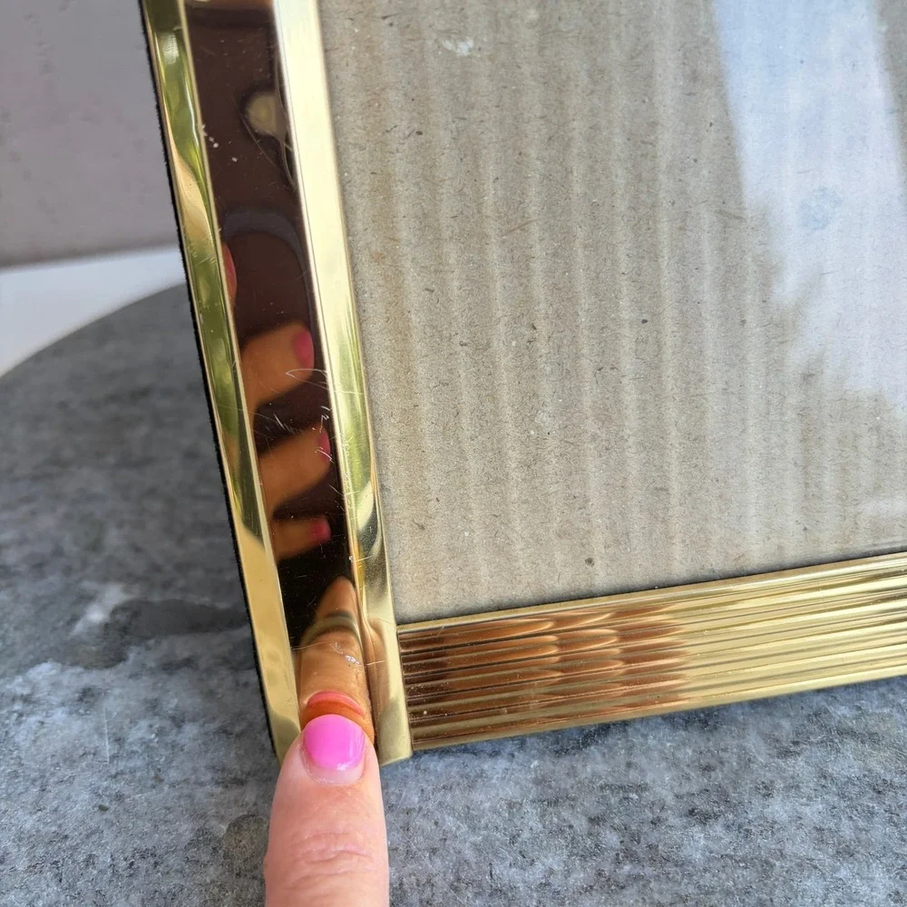 Vintage Picture Frame Set Gold Metal Wood Pier 1 Carved Textured 3 Piece Bundle